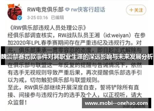 魏震禁赛罚款事件对其职业生涯的深远影响与未来发展分析