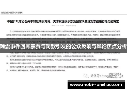 魏震事件回顾禁赛与罚款引发的公众反响与舆论焦点分析